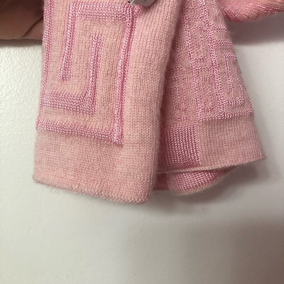 Versace Pink Greek Key Logo Scarf - Picture 5 of 8